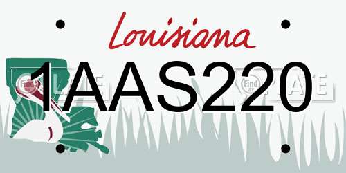 1AAS220 Louisiana License Plate
