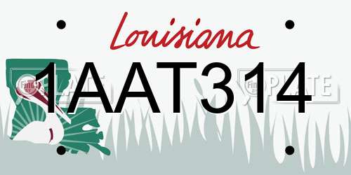 1AAT314 Louisiana License Plate