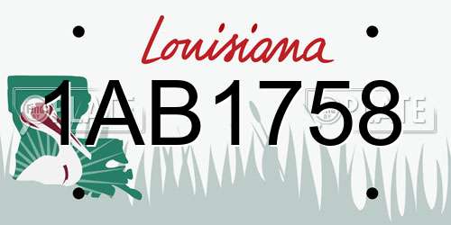 1AB1758 Louisiana License Plate