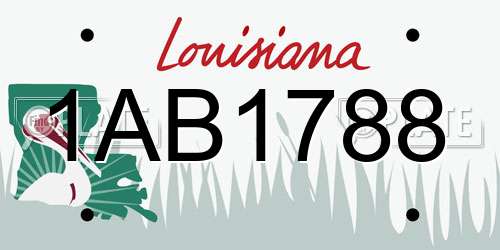 1AB1788 Louisiana License Plate