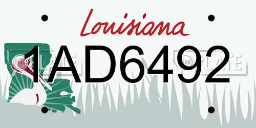 1AD6492 Louisiana License Plate