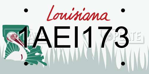 1AEI173 Louisiana License Plate