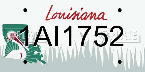 1AI1752 Louisiana License Plate