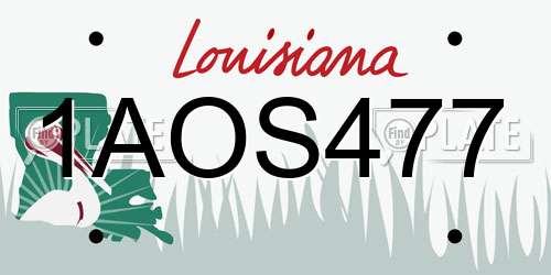 1AOS477 Louisiana License Plate