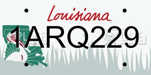 1ARQ229 Louisiana License Plate