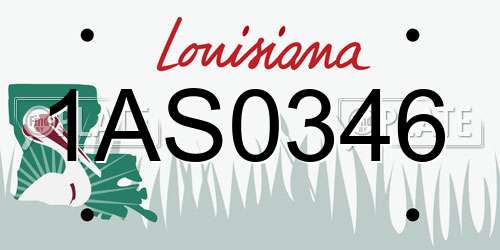 1AS0346 Louisiana License Plate