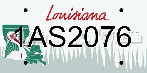 1AS2076 Louisiana License Plate