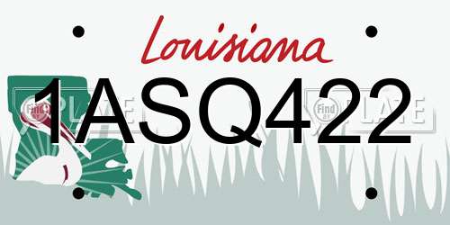 1ASQ422 Louisiana License Plate