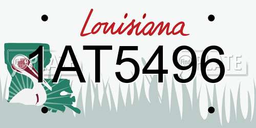 1AT5496 Louisiana License Plate