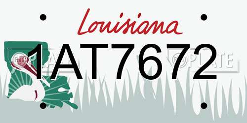 1AT7672 Louisiana License Plate