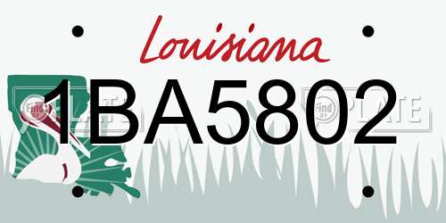 1BA5802 Louisiana License Plate