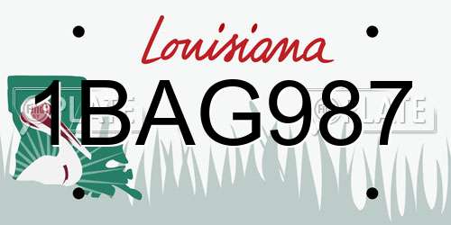 1BAG987 Louisiana License Plate
