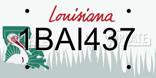 1BAI437 Louisiana License Plate