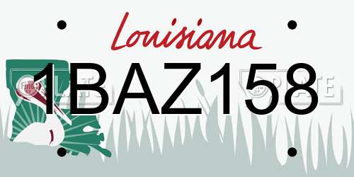 1BAZ158 Louisiana License Plate