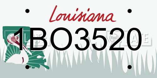 1BO3520 Louisiana License Plate