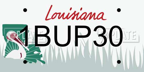 1BUP30 Louisiana License Plate