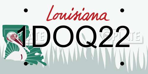 1DOQ22 Louisiana License Plate