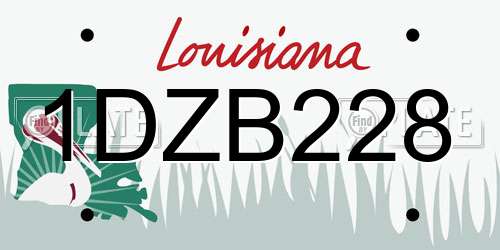 1DZB228 Louisiana License Plate