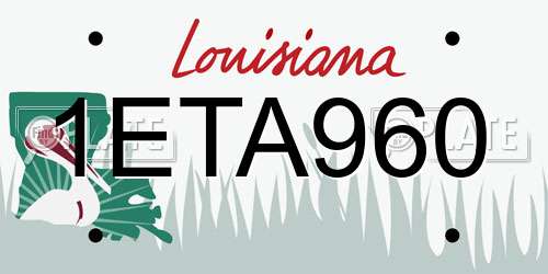 1ETA960 Louisiana License Plate