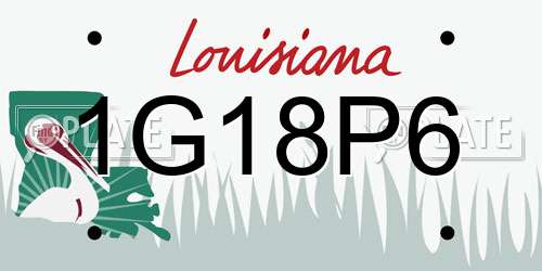 1G18P6 Louisiana License Plate