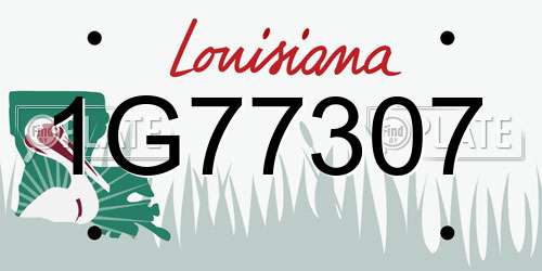 1G77307 Louisiana License Plate