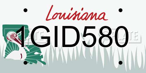 1GID580 Louisiana License Plate