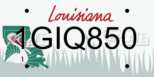 1GIQ850 Louisiana License Plate