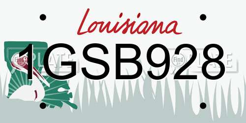 1GSB928 Louisiana License Plate