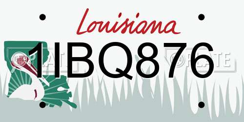 1IBQ876 Louisiana License Plate