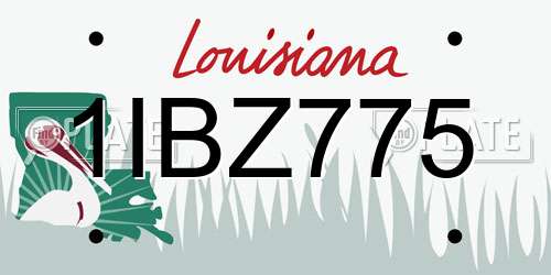 1IBZ775 Louisiana License Plate