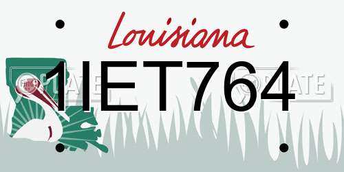 1IET764 Louisiana License Plate