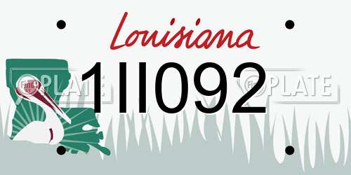 1II092 Louisiana License Plate