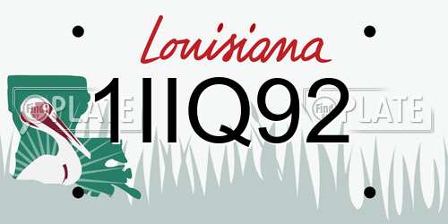 1IIQ92 Louisiana License Plate