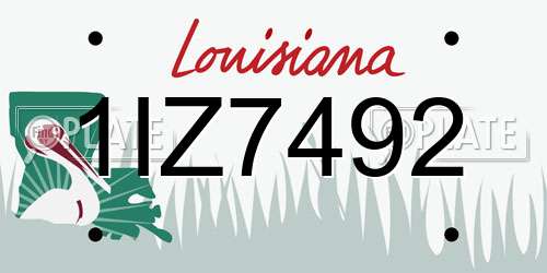 1IZ7492 Louisiana License Plate