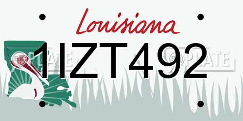 1IZT492 Louisiana License Plate