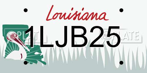 1LJB25 Louisiana License Plate