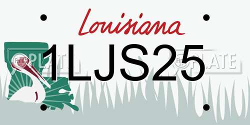 1LJS25 Louisiana License Plate