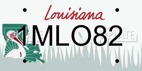 1MLO82 Louisiana License Plate