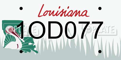 1OD077 Louisiana License Plate