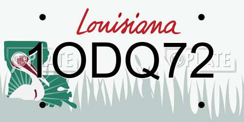 1ODQ72 Louisiana License Plate