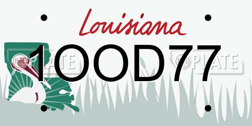1OOD77 Louisiana License Plate