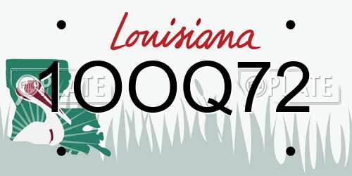 1OOQ72 Louisiana License Plate