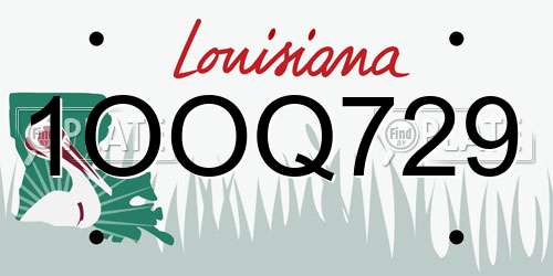1OOQ729 Louisiana License Plate