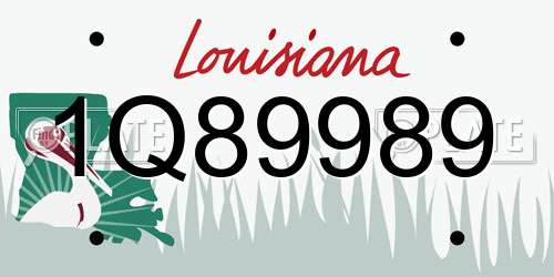 1Q89989 Louisiana License Plate
