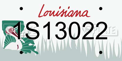1S13022 Louisiana License Plate
