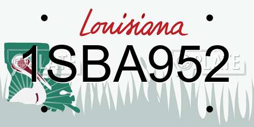 1SBA952 Louisiana License Plate