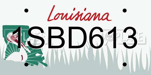 1SBD613 Louisiana License Plate