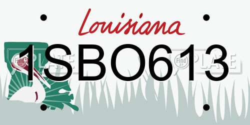 1SBO613 Louisiana License Plate