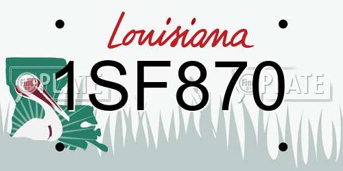 1SF870 Louisiana License Plate