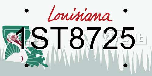 1ST8725 Louisiana License Plate